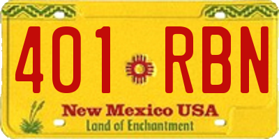 NM license plate 401RBN