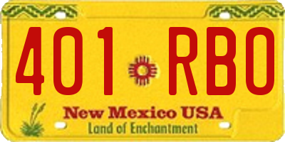NM license plate 401RBO
