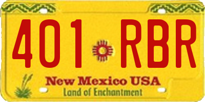 NM license plate 401RBR