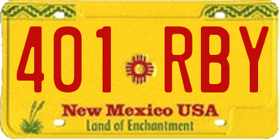 NM license plate 401RBY