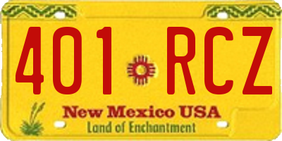 NM license plate 401RCZ