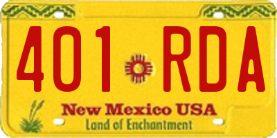 NM license plate 401RDA