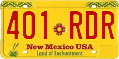 NM license plate 401RDR