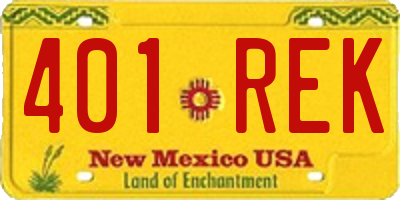 NM license plate 401REK