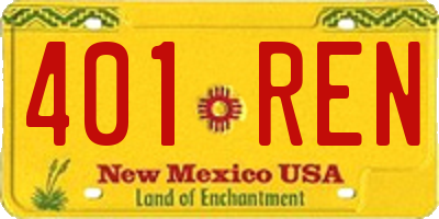 NM license plate 401REN
