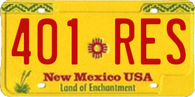 NM license plate 401RES