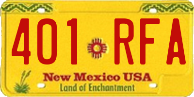 NM license plate 401RFA