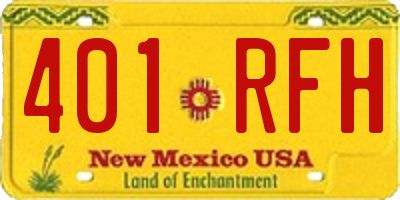 NM license plate 401RFH