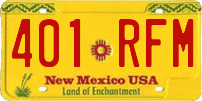 NM license plate 401RFM