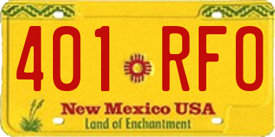NM license plate 401RFO