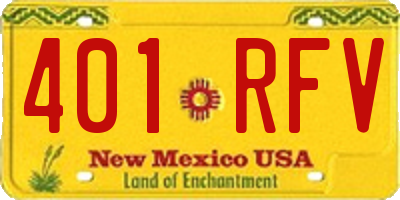 NM license plate 401RFV