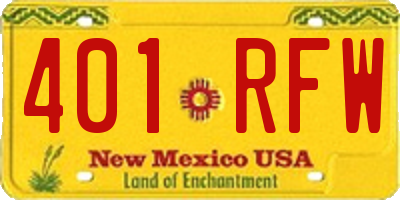 NM license plate 401RFW