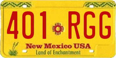NM license plate 401RGG