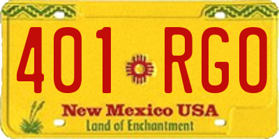 NM license plate 401RGO