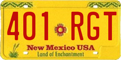 NM license plate 401RGT