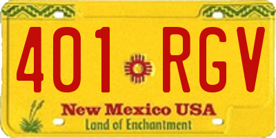 NM license plate 401RGV