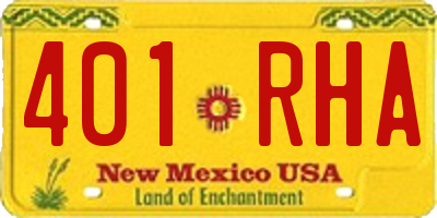 NM license plate 401RHA
