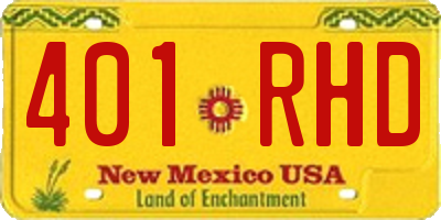 NM license plate 401RHD