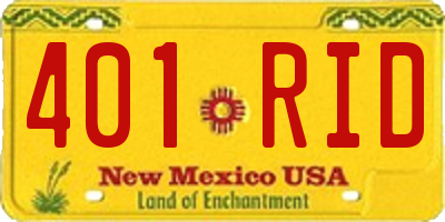 NM license plate 401RID