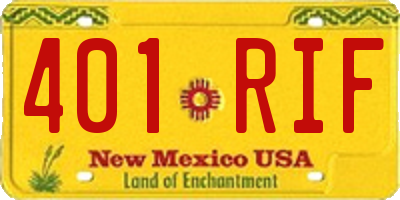 NM license plate 401RIF