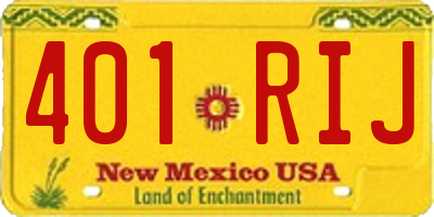 NM license plate 401RIJ