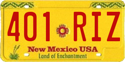 NM license plate 401RIZ