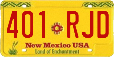 NM license plate 401RJD