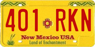 NM license plate 401RKN