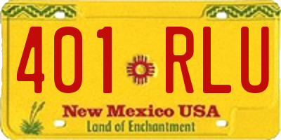 NM license plate 401RLU