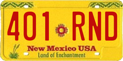 NM license plate 401RND