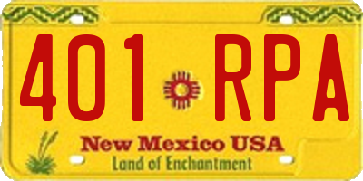 NM license plate 401RPA