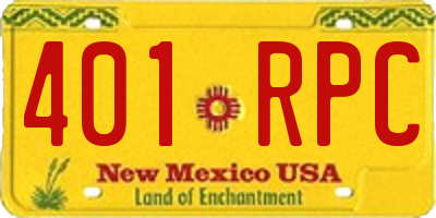 NM license plate 401RPC
