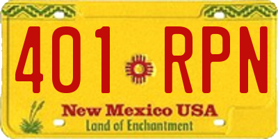 NM license plate 401RPN