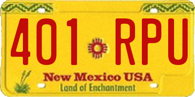 NM license plate 401RPU