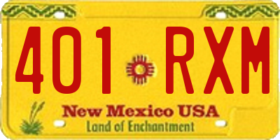 NM license plate 401RXM