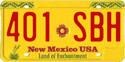 NM license plate 401SBH