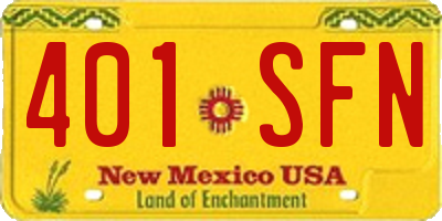 NM license plate 401SFN