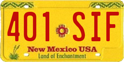 NM license plate 401SIF