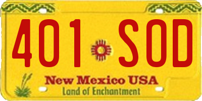 NM license plate 401SOD