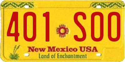 NM license plate 401SOO