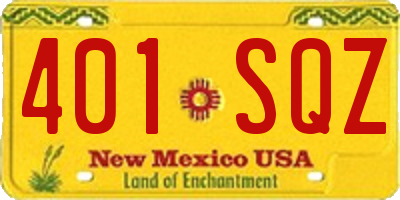 NM license plate 401SQZ