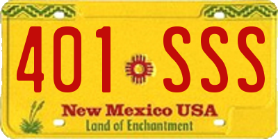 NM license plate 401SSS