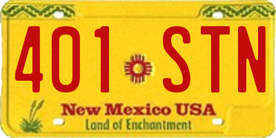 NM license plate 401STN