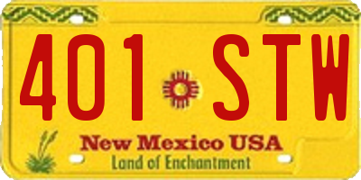 NM license plate 401STW