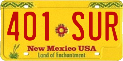 NM license plate 401SUR
