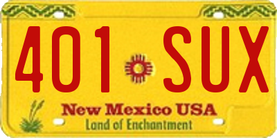 NM license plate 401SUX