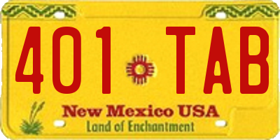 NM license plate 401TAB