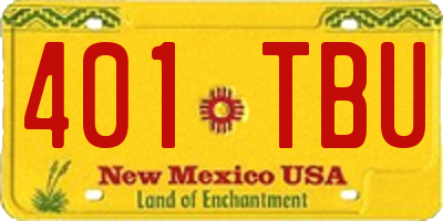 NM license plate 401TBU