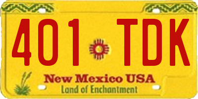 NM license plate 401TDK