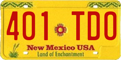 NM license plate 401TDO